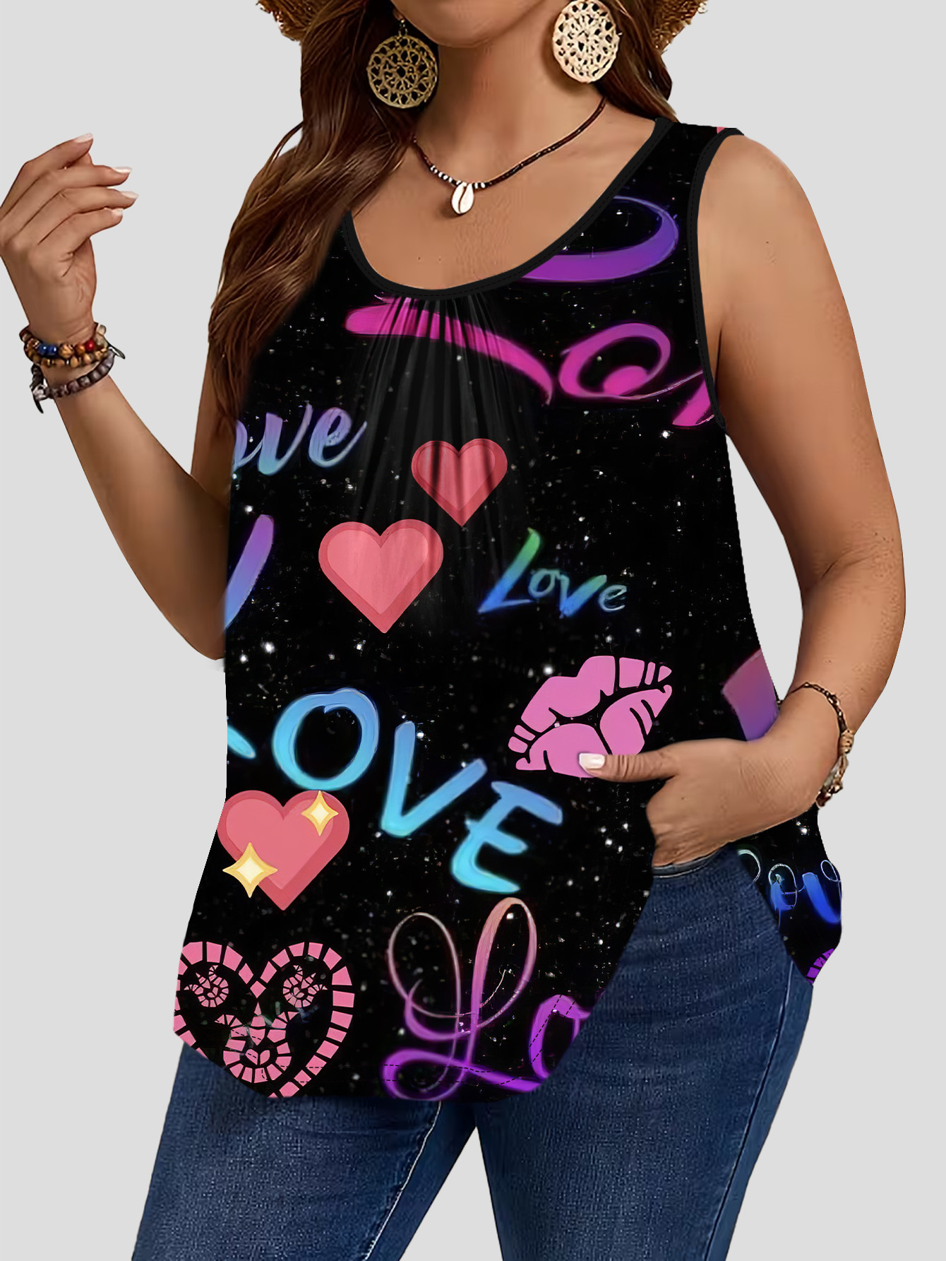 3-Piece Set of Large Size Colo - Sleeveless Undershirt 评论和价格