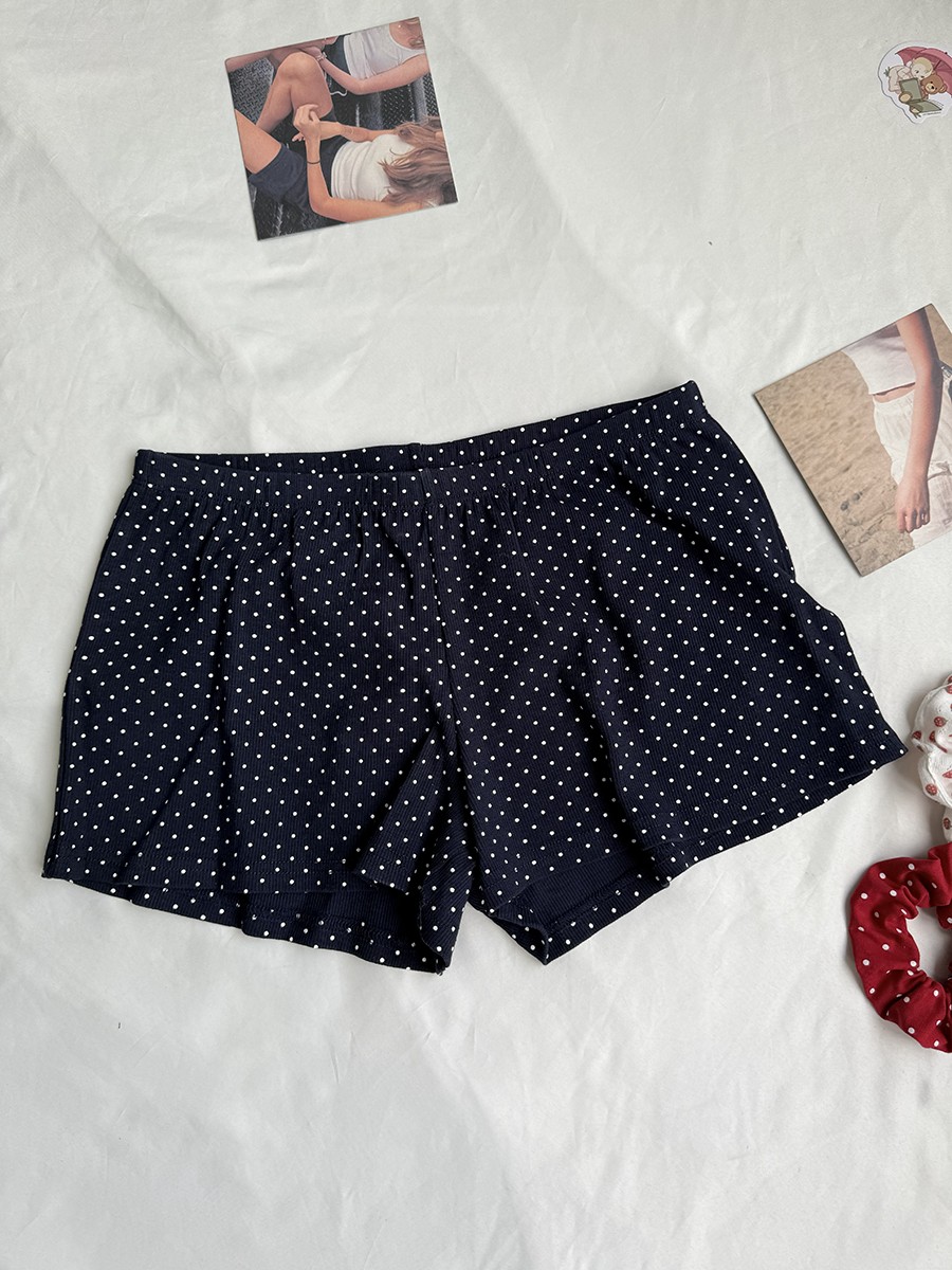 Navy Dot Ribbed Shorts Sets Wo - Tank Top Ribbed 评论和价格